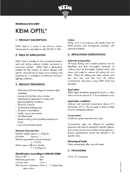 Keim Optil Technical Data Sheet