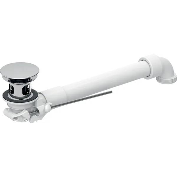 Geberit waste outlet, space-saving model, slim design, with external waste plug with lever actuation