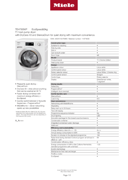 TEH 785 WP Product Data Sheet