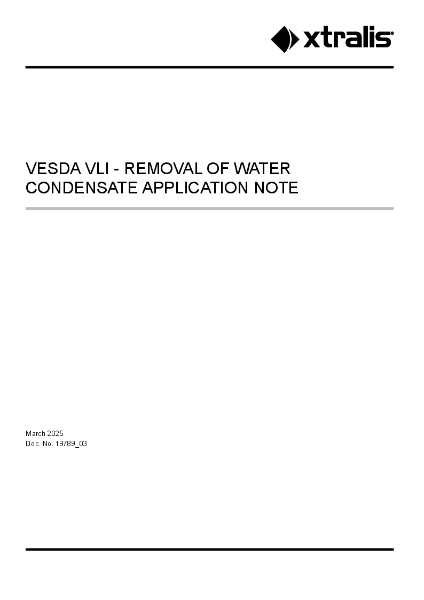 XTRALIS VESDA VLI Water Removal of water Application Note
