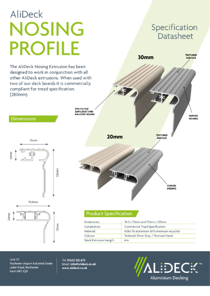 AliDeck Nosing Profile Datasheet