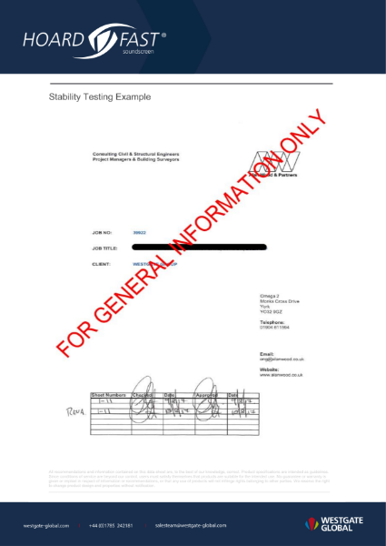 Hoardfast Soundscreen Floor to Ceiling - Stability Tests Example