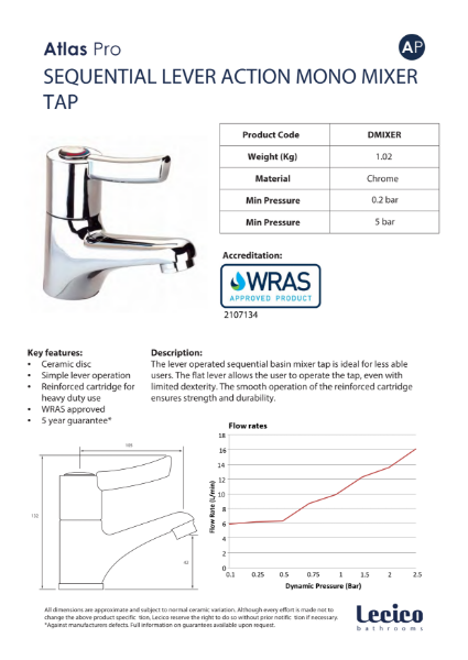 Sequential Lever Action Washbasin Mono Mixer