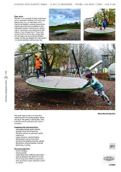 TImberplay Rotating/ Roundabout - Giant Revolving Disc - Datasheet