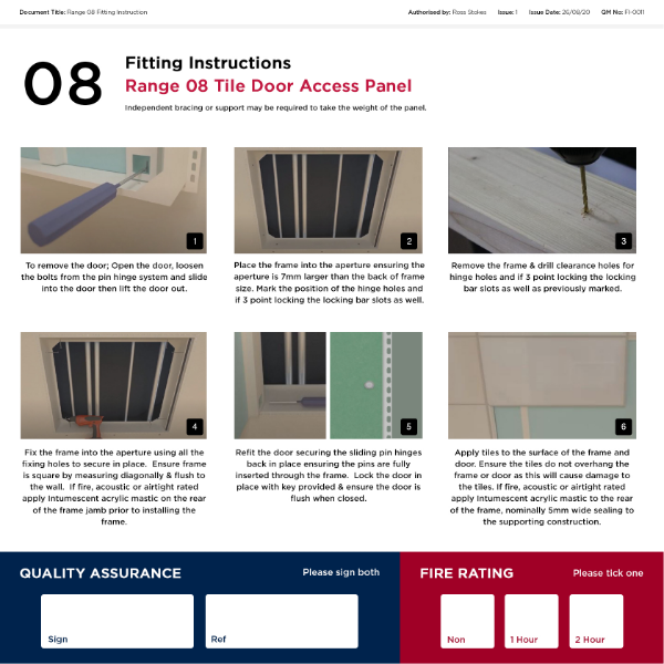 Fitting Instructions - EX08 Tile Door Range