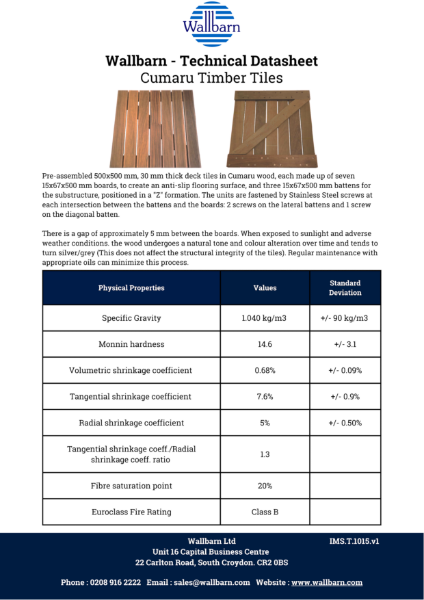 Datsheet - Cumaru Timber Tiles