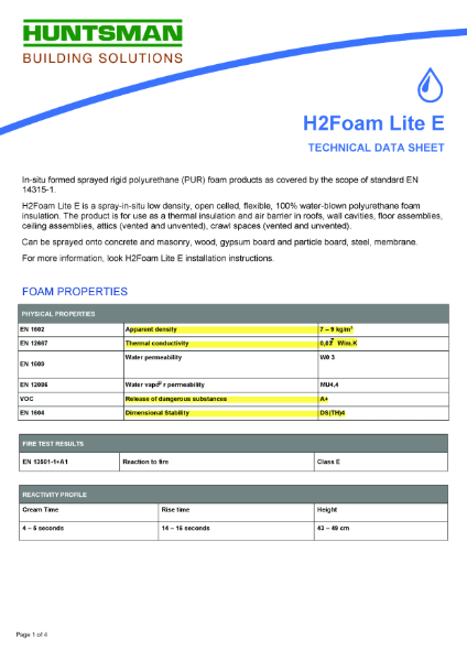 H2Foam Lite E - Technical Data Sheet