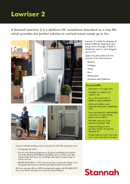 Stannah Lowriser 2 low rise platform lift brochure