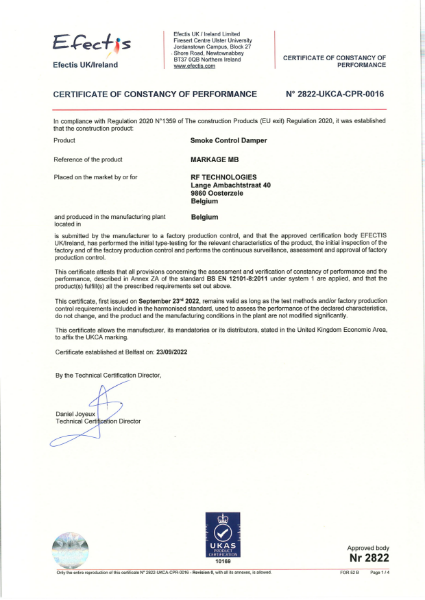 Markage MB UKCA Certificate