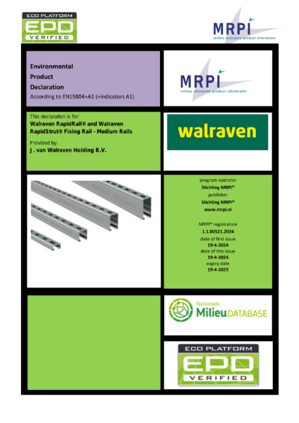Environmental
Product
Declaration - Walraven RapidRail® and Walraven
RapidStrut® Fixing Rail - Medium Rails