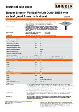 Bauder Bitumen Vertical Refurb Outlet DN95 with SS leaf guard & mechanical seal