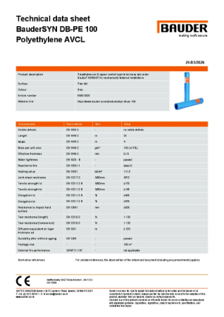 BauderSYN DB-PE 100 Polyethylene AVCL