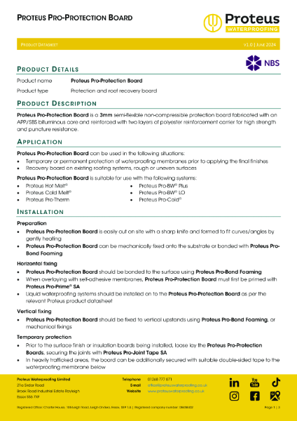 Product Data Sheet - Proteus Pro-Protection Board