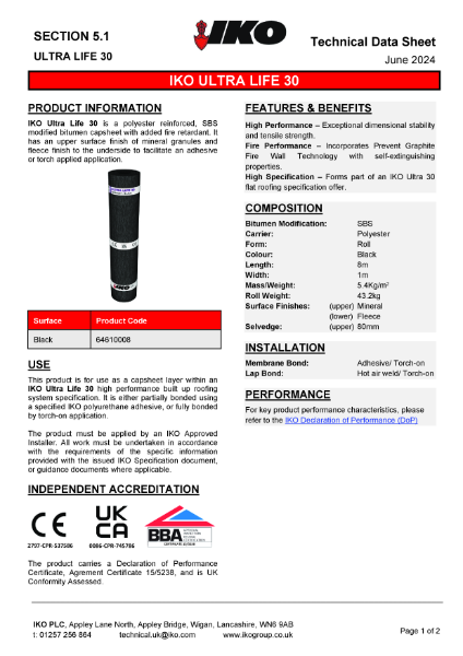 Technical Data Sheet (TDS) - IKO ULTRA Life 30 Capsheet