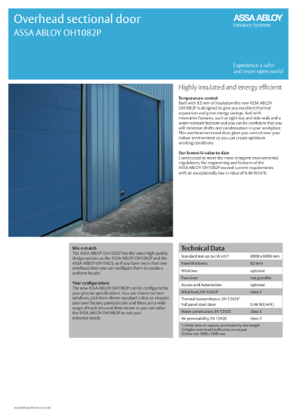 Insulated Overhead Sectional Door - ASSA ABLOY OH1082P