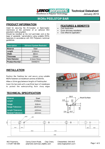 IKOfix Peelstop Bar Datasheet