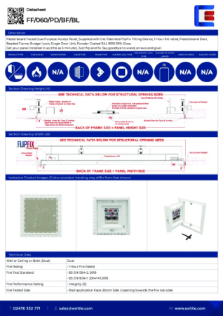 Datasheet - FlipFix Plasterboard Door - 1 Hour Fire Rated