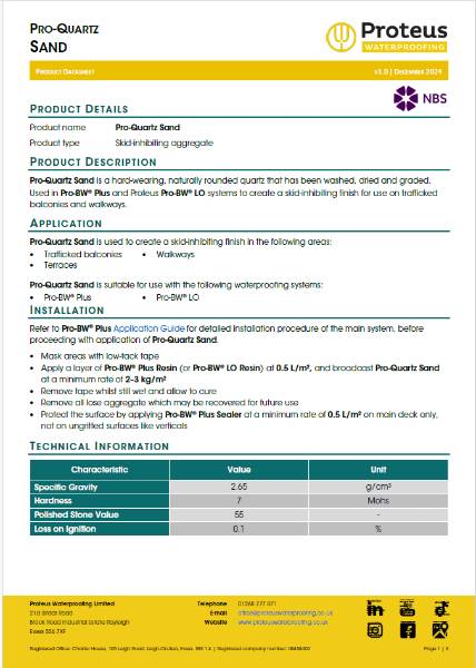 Product Data Sheet - Pro-Quartz Sand