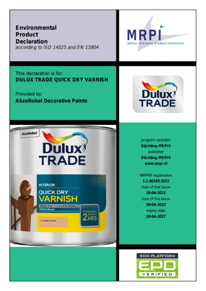 Dulux Trade Quick Dry Varnish EPD