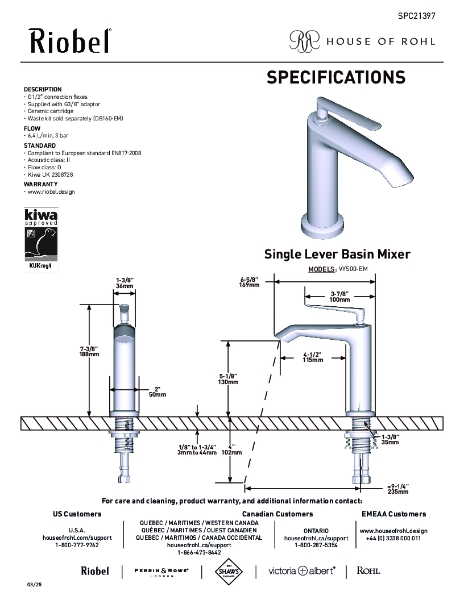 Venty Single Lever Basin Mixer - PDS