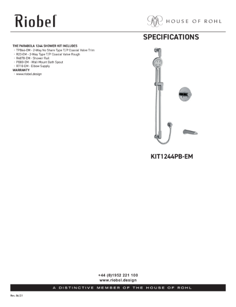 Parabola Shower Kit With Bath Spout - PDS