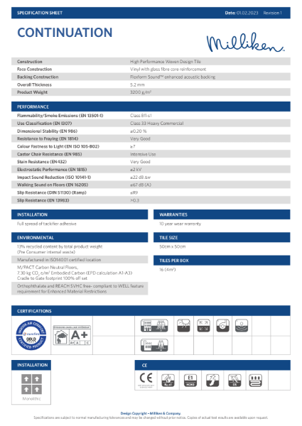 Continuation - Woven Design Tile Technical Specification