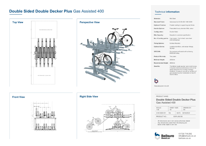 Double Sided Double Decker (Gas Assisted 400) Technical Sheet