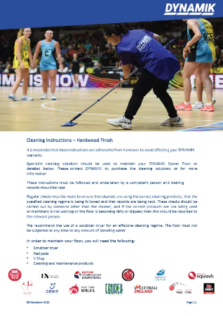 Care & Maintenance of Hardwood Sprung Sports Floors