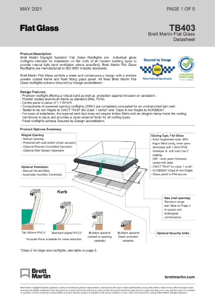 Mardome Glass Manual Ventilation Data Sheet