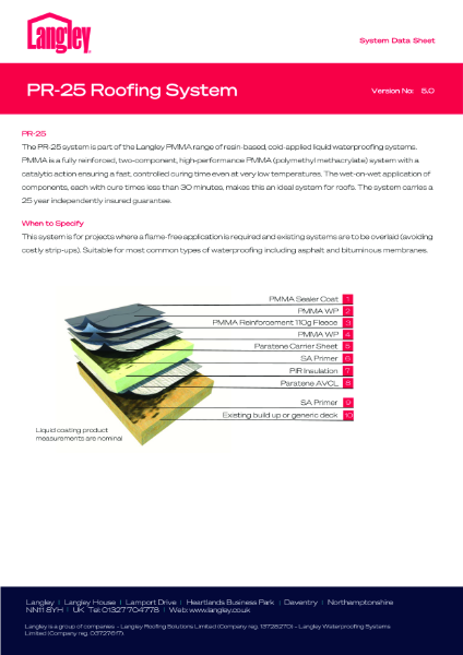 PR-25 Roof System Data Sheet