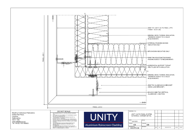Unity A1 PS-04 External Corner Technical Drawing