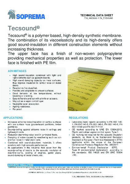 Tecsound® Performance Data