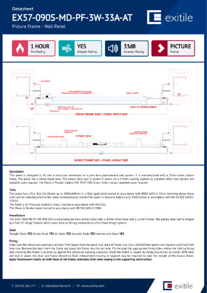 Datasheet - Riser Door (Range 57) - Picture Frame - 90 Minutes Fire Rated - Smoke & Airtight Tested - 33dB Acoustic