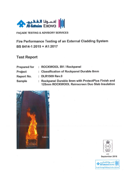 Rockpanel BS 8414 test report - DLR1509 Rev.0