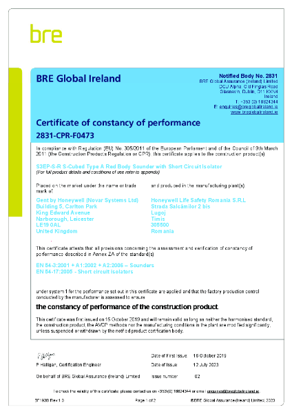 BRE Certificate