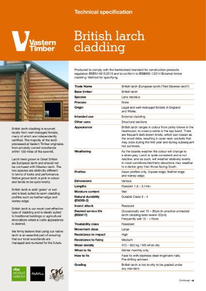 British larch external cladding timber