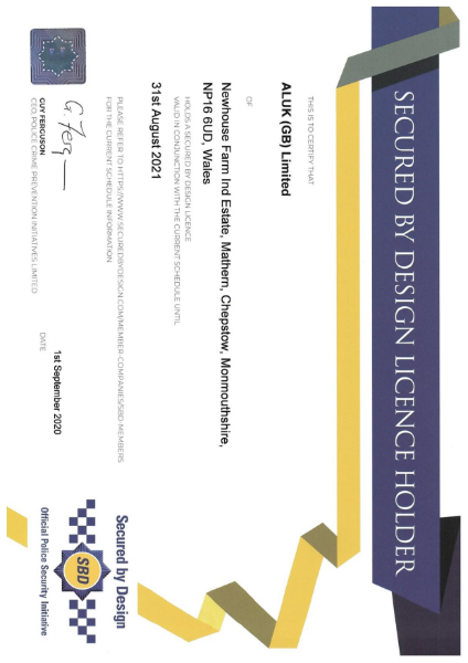 Secured by Design - certificate