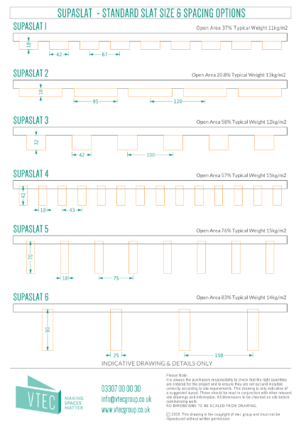 SupaSlat Profile Sizes