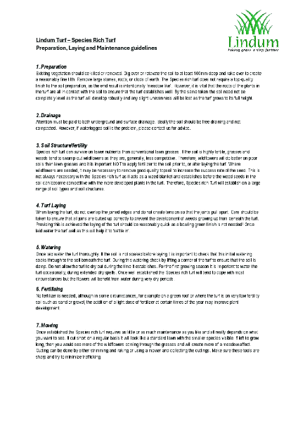 Species Rich Turf - Installation Guide