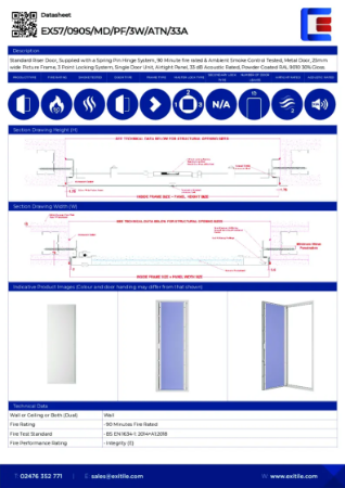 Datasheet - Riser Door (Range 57) - Picture Frame - 90 Minutes Fire Rated - Smoke & Airtight Tested - 33dB Acoustic