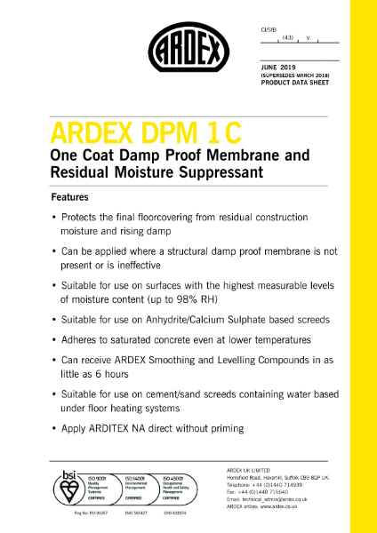 ARDEX DCM 1C Datasheet