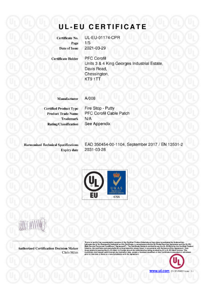 UL-EU Certificate: 01174-CPR