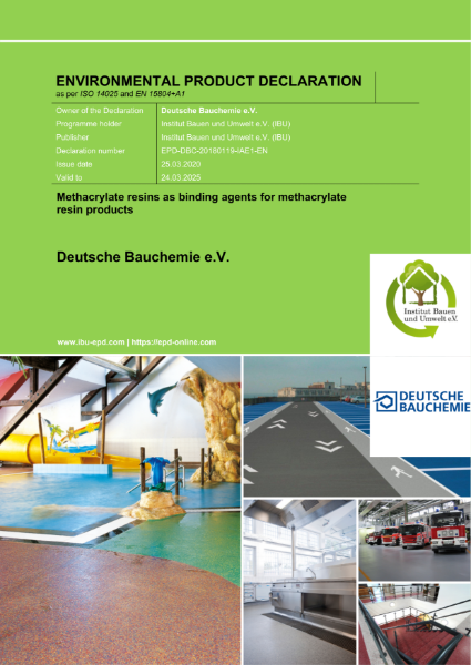 DBC model EPD - MMA resins as binding agents