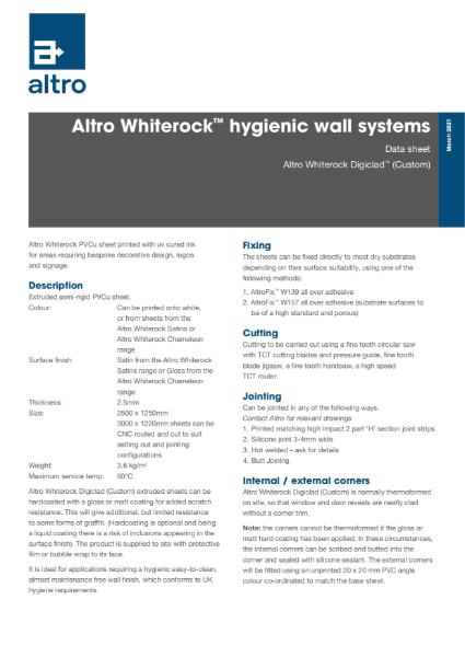 Altro Whiterock Digiclad Technical Data Sheet
