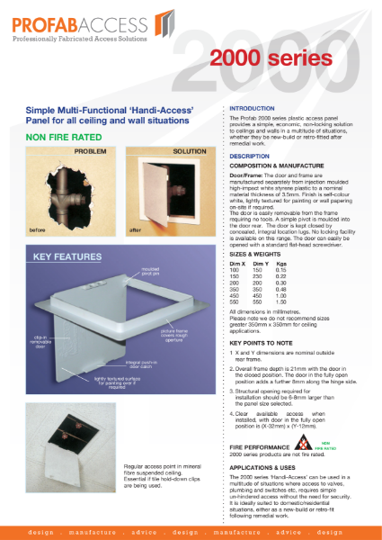 Profab IMAGE 2000 Series Plasti Access Panel