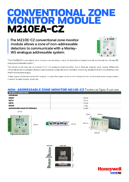 Morley-IAS Addressable Conventional Zone Monitor Module M210EA-CZ