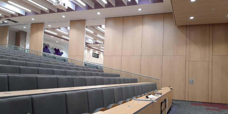 Dorma Variflex Fully automatic Comfortdrive Acoustic moveable wall installed by Style at  Loughborough University.