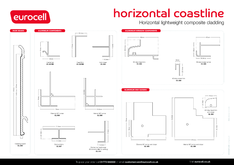 Horizontal Coastline Cladding Product Chart