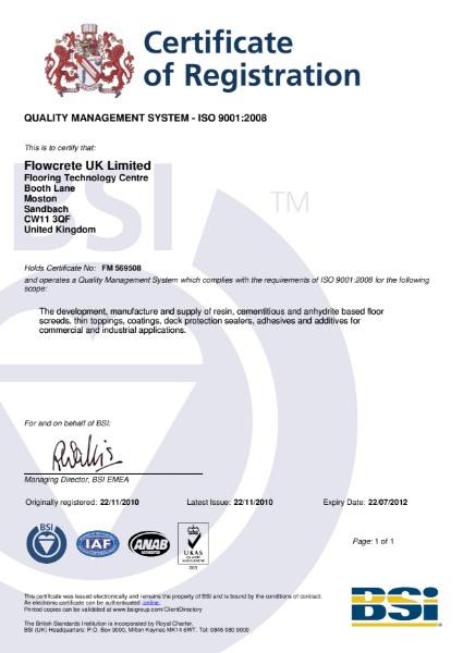 BS EN ISO 9001 Certificate