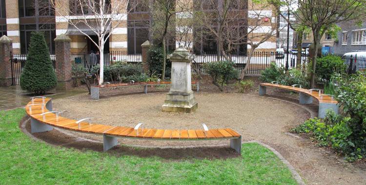 New circular seating for Mark Street Gardens, Hackney
